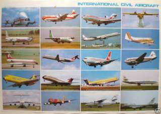 AIRPLANE 70s COLLAGE AIRLINE POSTERPSA,AIRWEST,BRANIFF  