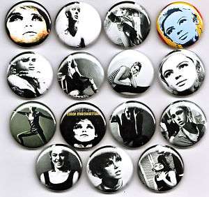 EDIE SEDGWICK Badges x15   Girl On Fire Factory Model andy warhol art 