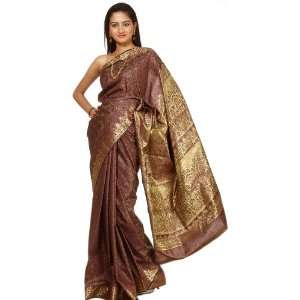 Wistful Mauve Tanchoi Sari from Banaras with All Over Weave   Art Silk