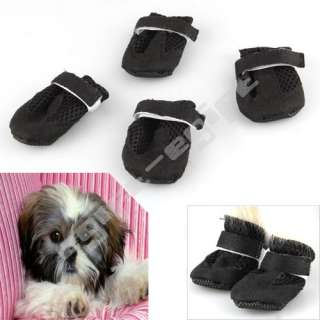 4X Small S Black Air Hole Pet Dog Puppy Boots Booties Shoes Apparel 