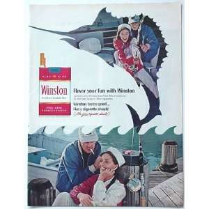  1967 Winston Cigarette Fishing Print Ad (1974)