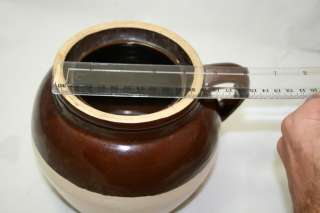 Blue Crown #2 Stoneware Brown and Cream Colored Bean Crock 5 1/2 High 