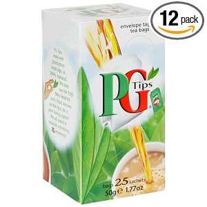 PG Tips Black Tea, Tea Bags, 25 Count Boxes (Pack of 12)  