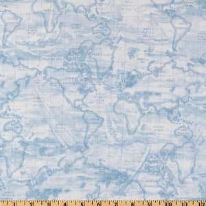 44 Wide Wind & Waves Map Blue Fabric By The Yard Arts 