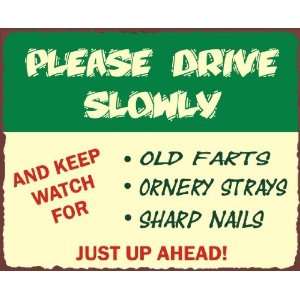  Please Drive Slowly Vintage Automotive Garage Road Truck 
