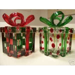  Acrylic Decorative Gift Boxes with Bow   Lot of 2