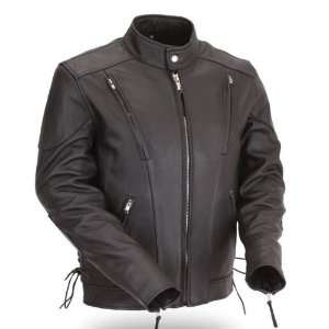   Vented Scooter Leather Jacket. Action Back. FIM201MNZ Automotive