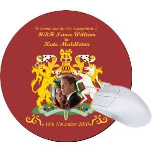 Prince William and Kate Middleton Engagement ROUND BURGUNDY mouse Pad 