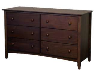 All Solid Wood Shaker 6 Drawer Dresser 54W Chest of Drawers Bureau 
