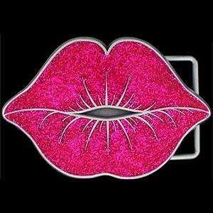   Expressions Belt Buckle   Glittler Lips Hot Pink