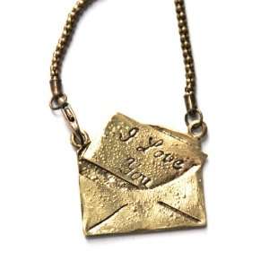 LOVE envelope bronze long snake chain necklace vintage chunky Retro 