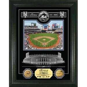  Citi Field New York Mets 24KT Gold Coin Etched Glass Photo 