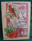 STAMPS HAPPEN 90332 CARDINAL COLLAGE RUBBER STAMP BIRD 