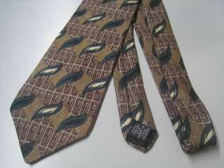   tie Bristol Bay necktie silk dress tan & green fashion neck wear 3305