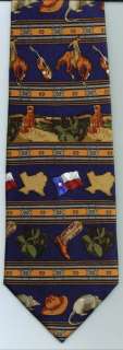 TEXAS BOOTS AND HATS BLUE 100% SILK NEW NOVELTY TIE  