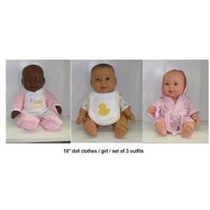 DOLL CLOTHES SET OF 3 GIRL OUTFITS