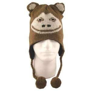 Adult Monkey 100% Wool Pilot Ski Animal Cap / Hat With Fleece Lined 