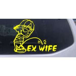 Yellow 16in X 12.4in    Pee on Ex Wife Funny Car Window Wall Laptop 