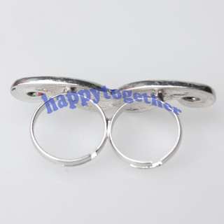 Mustache Double Finger Ring Adjustable Cool Funny Party J0077  