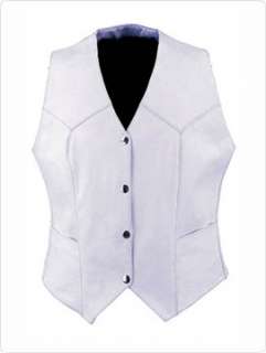 Womens Biker/Fashion Leather Vest White , Multi Color Choice WT Match 