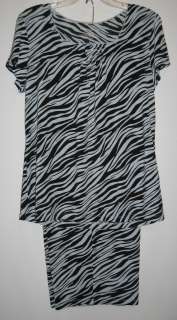 Womens Summer Pajamas NOTTIBIANCHE Blue Zebra Animal Print Capris sz S 