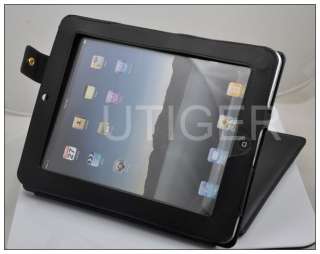 Leather Case Cover + screen protector For Apple iPad 2  