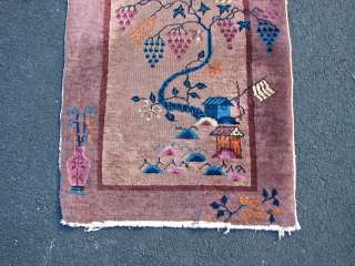 Antique ART DECO CHINESE Oriental Wool Rug Runner 3x8 rr1056  