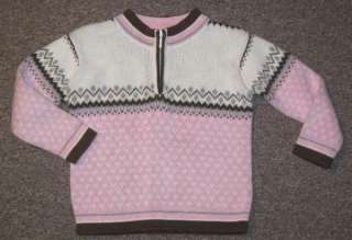 Hanna Andersson Pink Nordic 1/2 Zip Sweater 90 2 3y  
