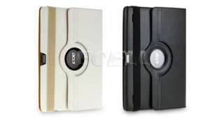 BLACK ROTATING LEATHER FOLIO CASE & STAND FOR ACER ICONIA TAB A500 