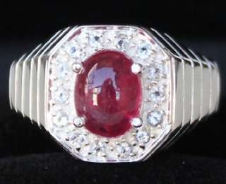Stunning Natural 2.65ct Blood Red Ruby & W.Topaz Ring 925  