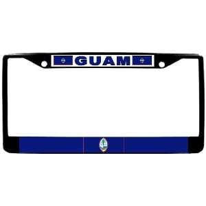  Guam Chamorro Flag Black License Plate Frame Metal Holder 