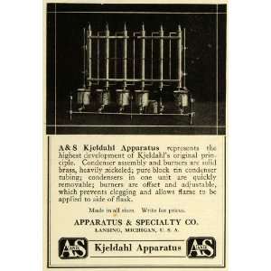  1922 Ad Apparatus Specialty Kjeldahl Burners Science 