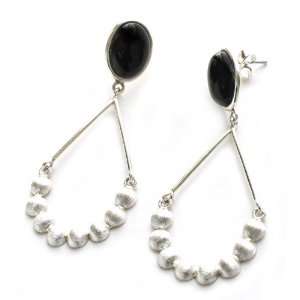  Obsidian dangle earrings, Refinement Jewelry