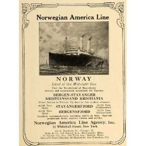 1923 Ad Norwegian American Cruise Line Norway Ships   Original Print 