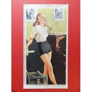  Wendell Klings 1946 Print Art (girl white blouse/black 
