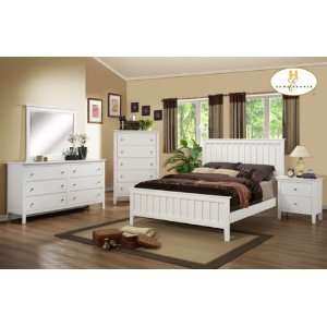   White Bedroom Set (King Size Bed, Nightstand, Dresser)