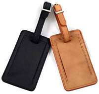 Lot 2 Leather Travel Airline Luggage Tags BLK/BROWN Tag  