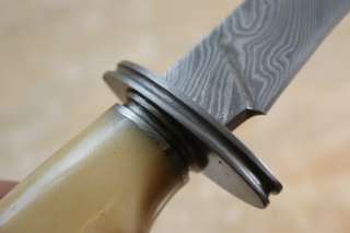 Custom damascus hunting knife. Damascus guard. Top quality sheath 