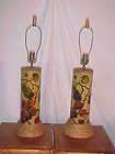 HAWIANN TABLE LAMPS TIKI PATIO PORCH WICKER MID CENTURY