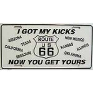 Route 66 I Got MY Kicks License Plates Plate Tag Tags auto vehicle car 