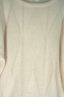 CHRISTIAN DIOR Ivory Off White SWEATER Mens Long Sleeve Diamond Knit 