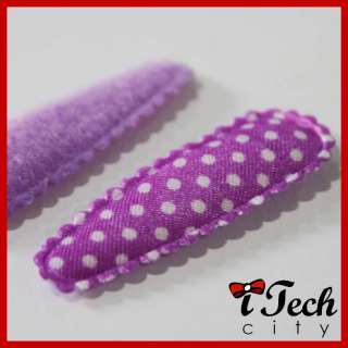   Satin Dot Hair Clip Snap Cover Violet Appliques Bow Craft 4CM  