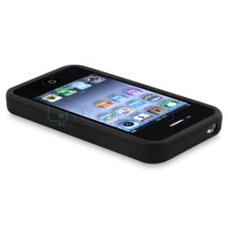 For Apple iPhone 4 4S G OS Black Silicone Rubber Soft Case  