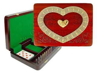 Heart Shape Continuous Cribbage Board 4 Track Bloodwood  