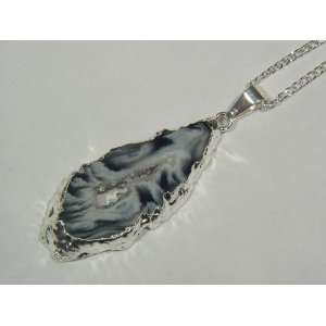 Silver Electroformed Occo Agate Geode Druzy Slice Pendant with Free 18 