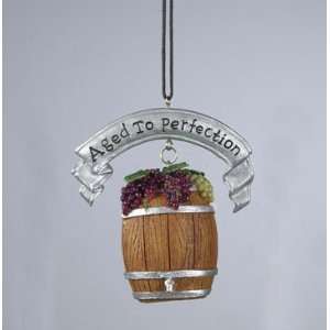 Tuscan Winery Aged to Perfection Wine Barrel Christmas Ornament 