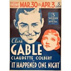   27x40 Clark Gable Claudette Colbert Roscoe Karns