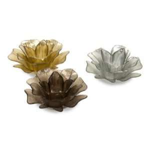  Hanna Glass Floral Votives   Set of 3