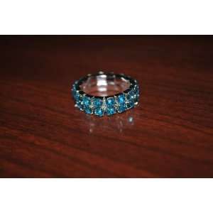   Bling Crystal Aqua & Silver Colors Toe Ring Women or Teen Jewelry