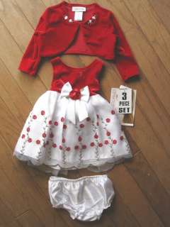Girls Dress White with Red Bolero Jacket Infant Jacket 12 24 mos 